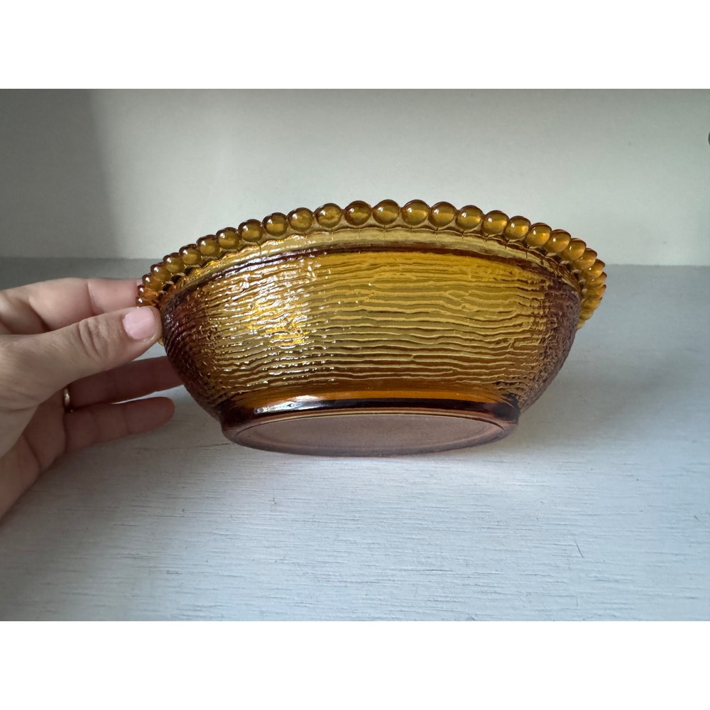 Vintage Indiana Glass Amber Hen On Nest Covered Dish Candy Bowl 7" - Picture 5 of 7